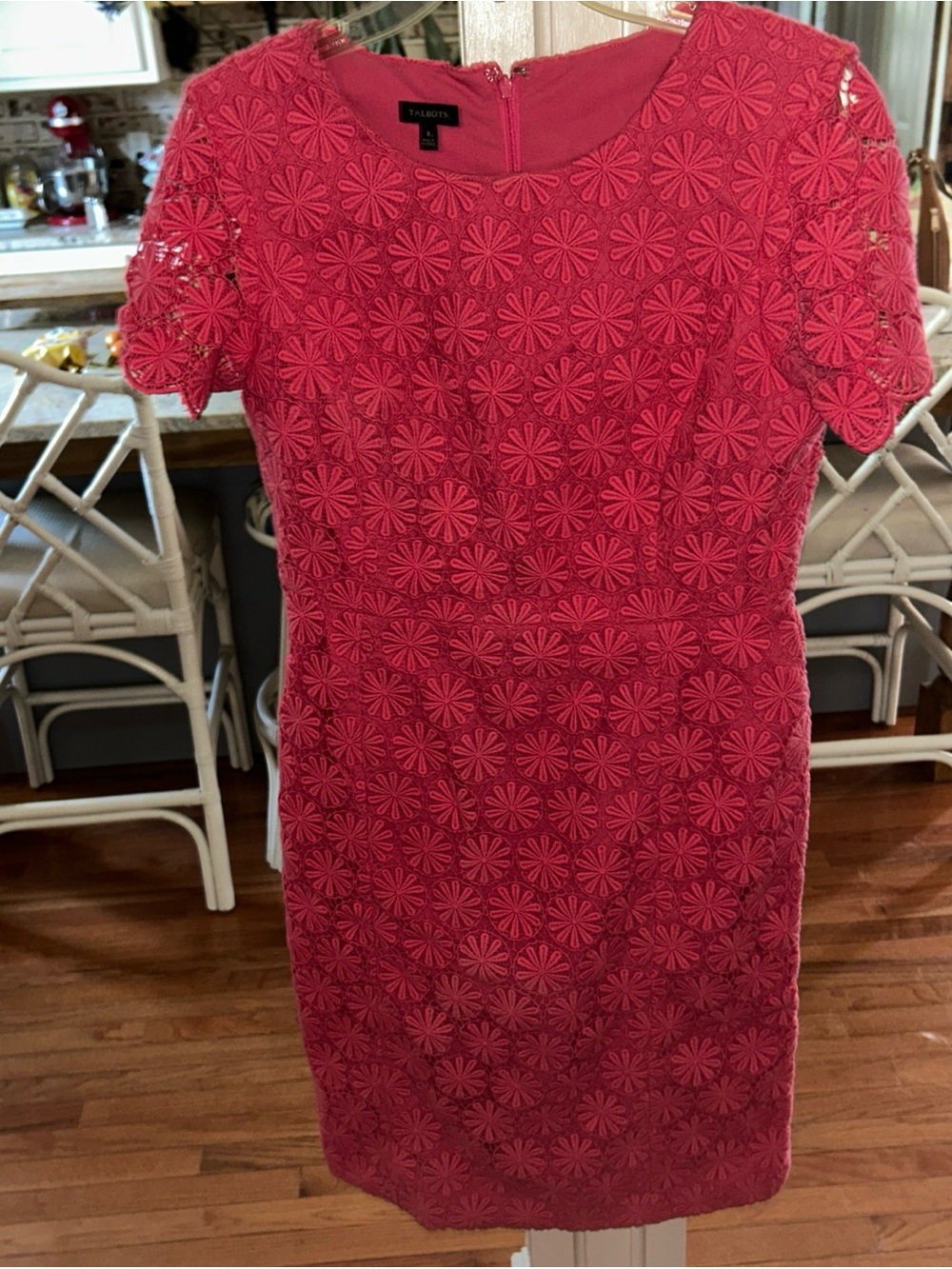 Talbots Coral-Pink Lace Midi Dress
